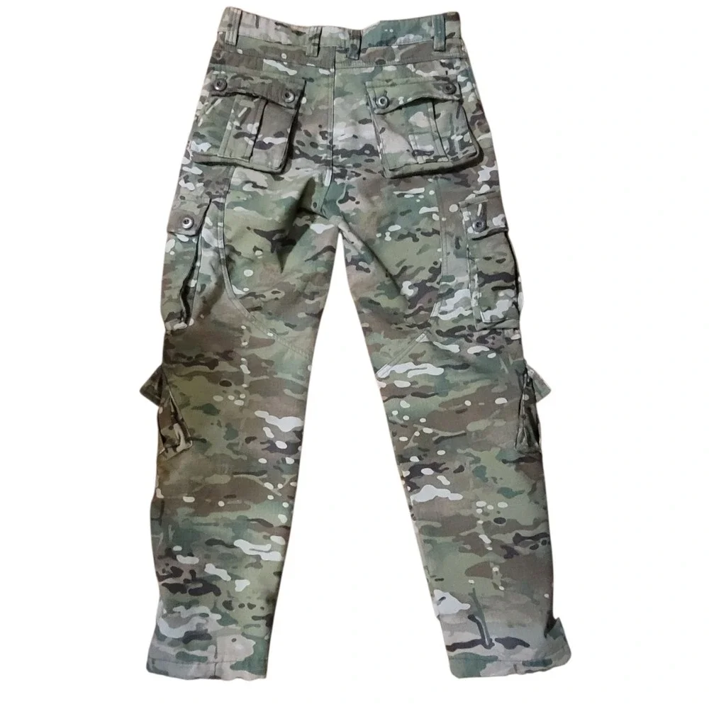 Army Woodland‎ Forest Camo Cargo Pants Men's Size 30 Green Measures 32